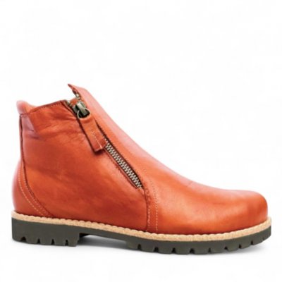 charlotte of sweden chelsea boots kastanj rödbrun resår zipper känga dam skinn dragkedja urtagbar fotbädd mjuk
