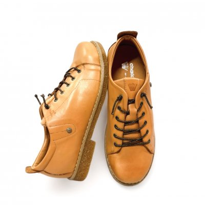 Charlotte Of Sweden classic low shoe Sneaker Dam cognac brun skinnsko snörning lågsko urtagbar innersula