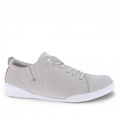 Charlotte Of Sweden Sneaker Dam silver grå vit skinnsko snörning lågsko urtagbar innersula