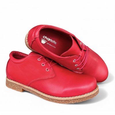 Charlotte Of Sweden lågsko kostymsko loafer Sneaker Dam chili röd red skinnsko snörning lågsko urtagbar innersula