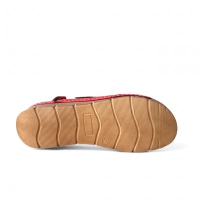 Charlotte Of Sweden Cindy chili röd Sandal black skinn sandalett stötdämpande kardborre remmar