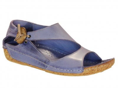 Charlotte Of Sweden Sandal Knapp / Hortensia skinn läder klack blå dam sandalett