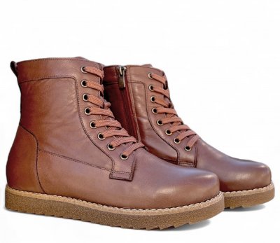 Charlotte Of Sweden känga med Snörning mörk brun brown resår zipper känga dam skinn dragkedja urtagbar fotbädd mjuk snörning