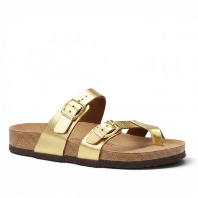 Cph-Comfort Biosandal korsade remmar tåsandal guld dam sandal toffla läder lätt stabil bekväm fotriktig