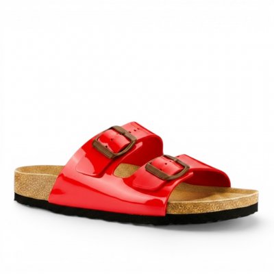 Cph-Comfort Biosandal damsandal röd red lack patent toffla läder lätt stabil bekväm fotriktig