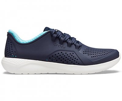Women’s Crocs LiteRide™ Pacer / Navy Ice Blue marinblå turkos sneaker gummisko snörning