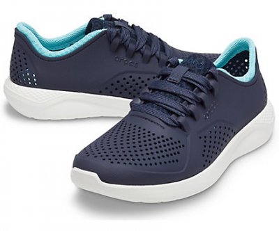 Women’s Crocs LiteRide™ Pacer / Navy Ice Blue marinblå turkos sneaker gummisko snörning