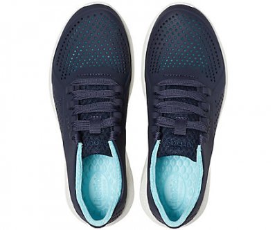 Women’s Crocs LiteRide™ Pacer / Navy Ice Blue marinblå turkos sneaker gummisko snörning