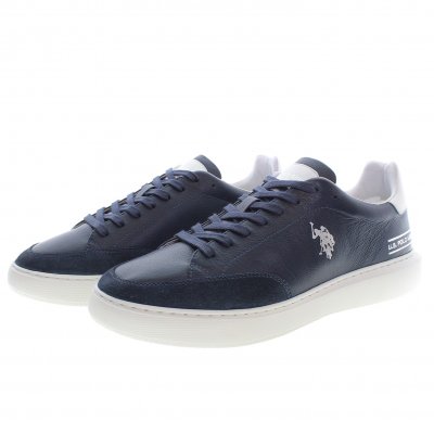 U.S. Polo Assn. Cryme Sneaker Herr dark blue mörkblå mediaval läder skinn ko gummisko lågsko promenad walking mjuk fotriktig