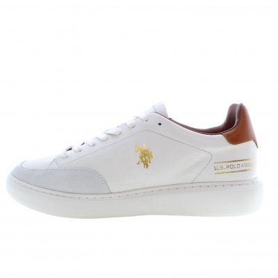 U.S. Polo Assn. Cryme Sneaker Herr White vit läder skinn ko gummisko lågsko promenad walking mjuk fotriktig