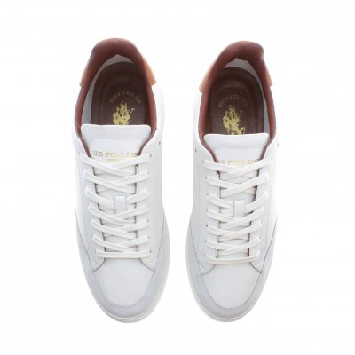 U.S. Polo Assn. Cryme Sneaker Herr White vit läder skinn ko gummisko lågsko promenad walking mjuk fotriktig