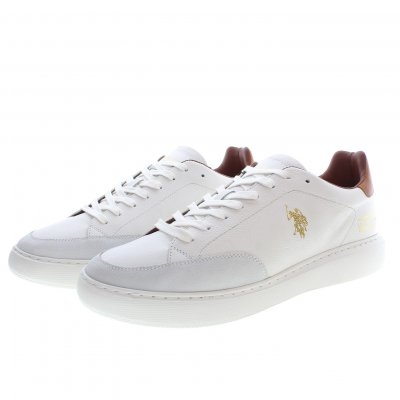 U.S. Polo Assn. Cryme Sneaker Herr White vit läder skinn ko gummisko lågsko promenad walking mjuk fotriktig