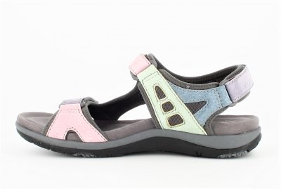 Earth Spirit Skylar damsandal sportsandal fotriktig remmar läder light purple ljuslila rosa grå blå