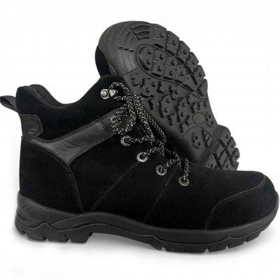 Eskimo Vinterboots dubbar svart black mocka snörning broddar varmfodrad