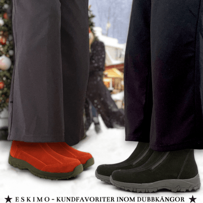Eskimo Romina Mocka röd dragkedja varmfodrad dubbar broddar vinterboots damkänga