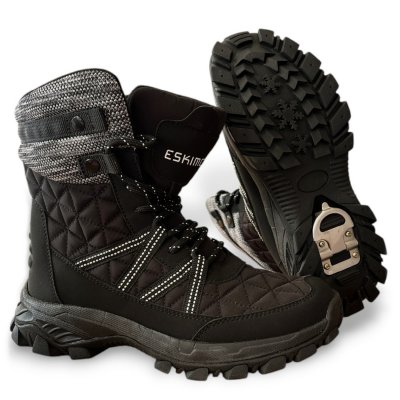 Eskimo vinter Damboots med Utfällbara Broddar / black svart / Strl 37
