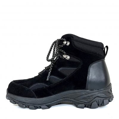 Eskimo Vinterboots antislip svart mocka snörning broddar varmfodrad