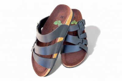 Ever Green Damsandal black svart biosandal kork mocka korsade remmar fotriktig