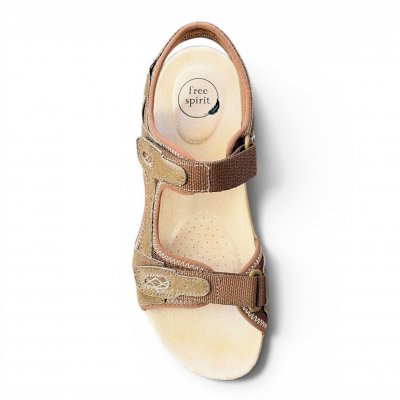 Earth spirit free spirit sandal dam remmar kardborre läder skinn fotriktig chocolate brun