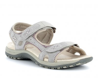Earth spirit free spirit sandal dam remmar kardborre läder skinn fotriktig new khaki grå
