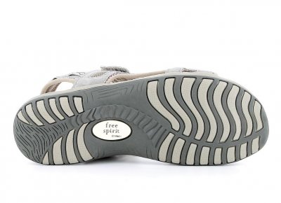 Earth spirit free spirit sandal dam remmar kardborre läder skinn fotriktig new khaki grå