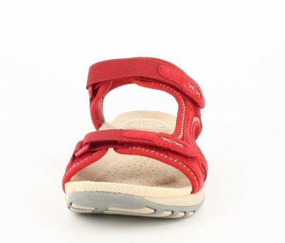 Free Spirit Frisco Sandal poppy röd läder remmar kardborre memoryfoam mjuk fotriktig dam