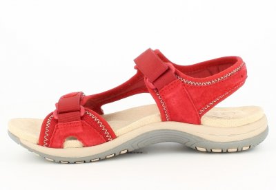 Free Spirit Frisco Sandal poppy röd läder remmar kardborre memoryfoam mjuk fotriktig dam