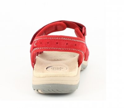 Free Spirit Frisco Sandal poppy röd läder remmar kardborre memoryfoam mjuk fotriktig dam