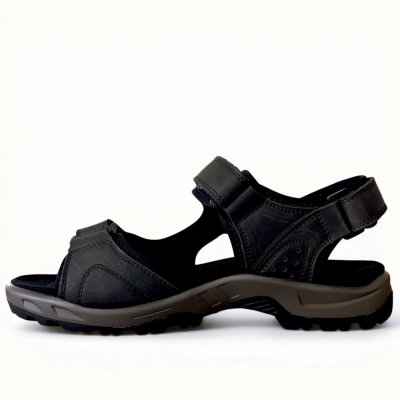 g comfort tysk herrsandal nubuckläder urtagbar fotbädd bekväm kardborre promenad vandring arbete brun svart