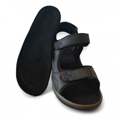 g comfort tysk herrsandal nubuckläder urtagbar fotbädd bekväm kardborre promenad vandring arbete brun svart