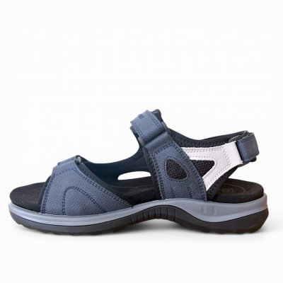 g comfort sandal läder remmar kardborre navy blå dam vandring arbete fritid bekväm