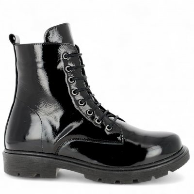 Andrea Conti / Charlotte Of Sweden / Boots med snörning black svart resår zipper känga dam skinn dragkedja urtagbar fotbädd mjuk