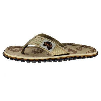 Gumbies islander Flip-Flops Unisex deck chair multi g brun beige grå mönster dam herr tåsandal sommar tyg gummisula sandal