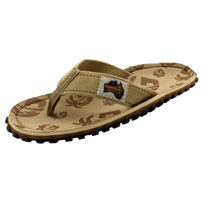 Gumbies islander Flip-Flops Unisex deck chair multi g brun beige grå mönster dam herr tåsandal sommar tyg gummisula sandal