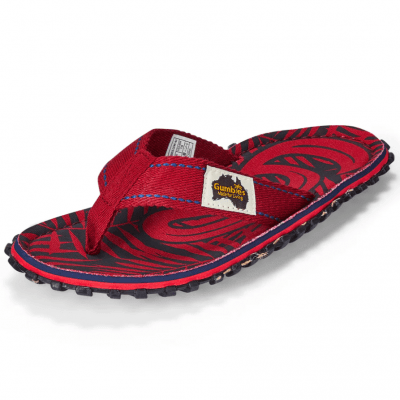 Gumbies islander Flip-Flops Unisex red g röd blå svart mönster dam herr tåsandal sommar tyg gummisula sandal