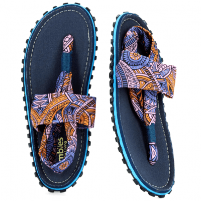Gumbies Slingbacks Flip-Flops Aztec mönstrad lila svart orange hälrem Unisex dam herr tåsandal sommar tyg gummisula sandal