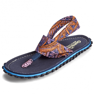 Gumbies Slingbacks Flip-Flops Aztec mönstrad lila svart orange hälrem Unisex dam herr tåsandal sommar tyg gummisula sandal