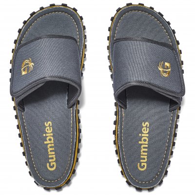 Gumbies strider sandal grey grå dam herr Unisex remmar stöd komfort grepp sommar tyg gummisula sandal