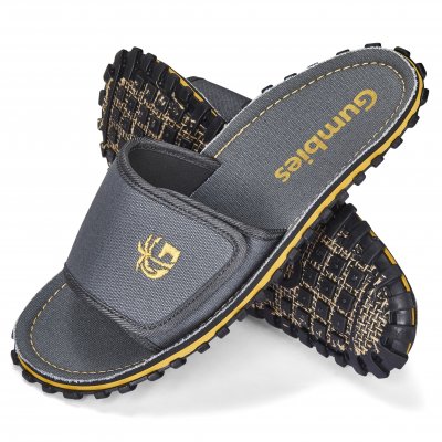 Gumbies strider sandal grey grå dam herr Unisex remmar stöd komfort grepp sommar tyg gummisula sandal
