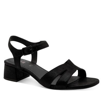 Jana zoe Softline sandalett klack damsko fest finsko kostymsko puläder textil bred läst fotriktig mjuk svart metallic