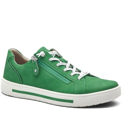 Jana sitane Soft Line grön vit green Sneaker med dragkedja Rymlig Läst h-bredd komfort memoryfoam skinn dam