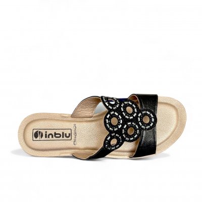Inblu sandalett dam pu läder lätt stabil bekväm fotriktig svart black