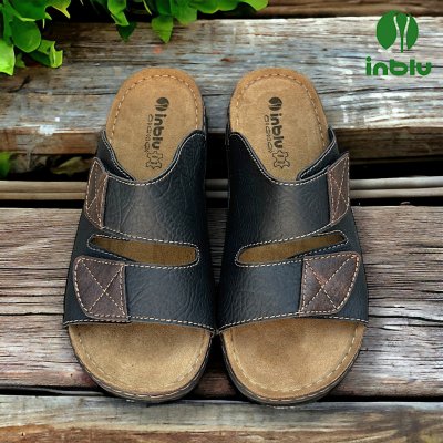inblu sandal slippers herr skinn fotriktig slipin slipon mjuk
