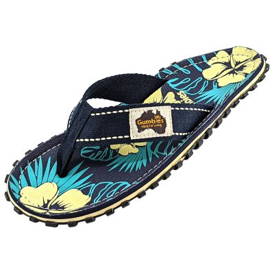 Gumbies classic islander Flip-Flops Unisex blue blå hibiscus blå blommor dam herr tåsandal sommar tyg gummisula sandal