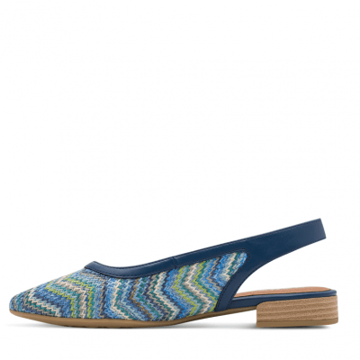 Jana bali Softline slingback dam klack loafer sko lågsko finsko kostymsko puläder textil bred läst fotriktig mjuk denim blå mult