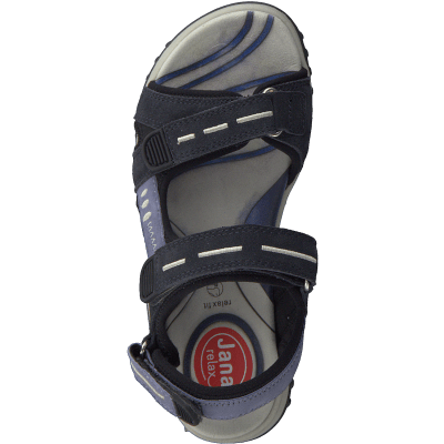 Jana Comfort Sandal läder Navy komfort fritid dam blå relaxfit rymlig läst remmar fotriktig