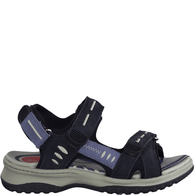 Jana Comfort Sandal läder Navy komfort fritid dam blå relaxfit rymlig läst remmar fotriktig