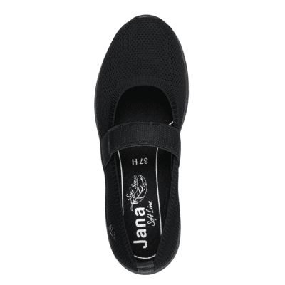 Jana letti ballerina hallux valgus walking promenad black svart rymlig läst tygsko fotriktig komfortsko eva memoryfoam