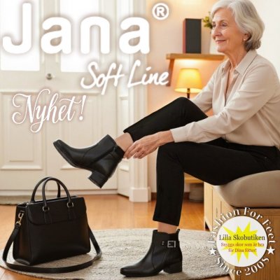 jana softline leyla chelseaboots damkänga resår dragkedja grov sula fotriktig foam mjuk fotbädd urtagbar black svart varmfoder