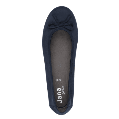 Jana panama Softline Ballerinasko loafer damsko lågsko finsko kostymsko puläder textil bred läst fotriktig mjuk navy marinblå